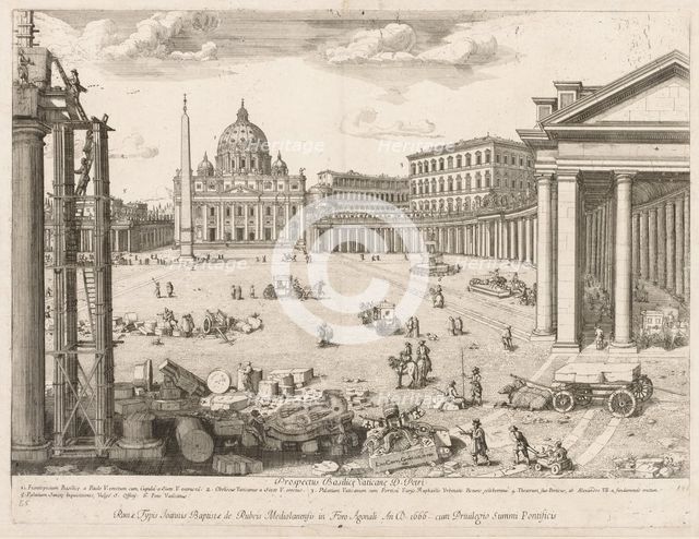 St. Peter's Basilica from "Prospectus Locurum Urbis Romae Insign[ium]", 1666. Creator: Lievin Cruyl (Flemish, c. 1640-c. 1720).
