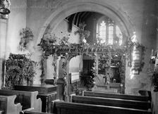 St Peter's, Charney Bassett, Oxfordshire decorated for Harvest Festival, c1860-c1922. Artist: Henry Taunt