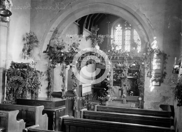 St Peter's, Charney Bassett, Oxfordshire decorated for Harvest Festival, c1860-c1922. Artist: Henry Taunt