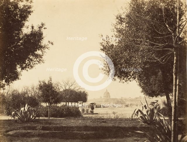 St. Peters from the Pincian Hill, 1853-56. Creator: Possibly by Jane Martha St. John.