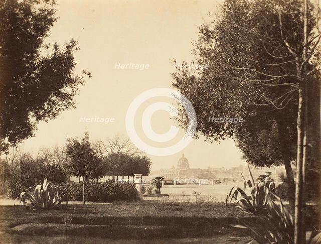 St. Peters from the Pincian Hill, 1853-56. Creator: Possibly by Jane Martha St. John.