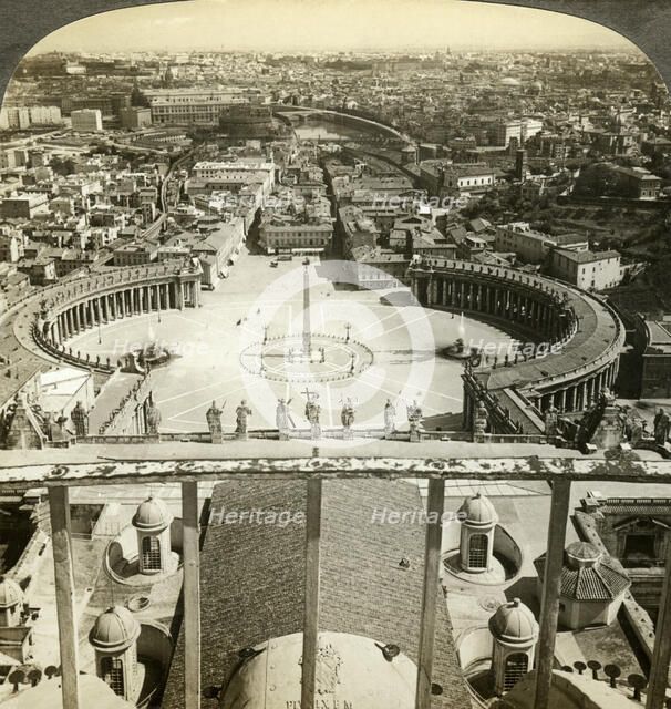 St Peter's Square from the dome of St Peter's Basilica, Rome, Italy. Artist: Unknown