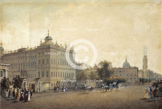 St. Petersburg. The Anichkov Palace, 1830s. Artist: Sadovnikov, Vasily Semyonovich (1800-1879)