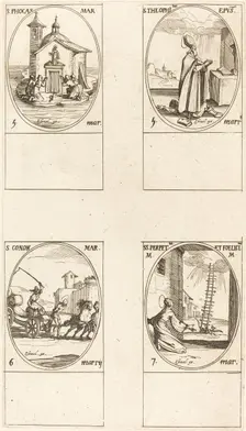 St. Phocas; St. Theophilus; St. Conon; Sts. Perpetua and Felicitas. Creator: Jacques Callot