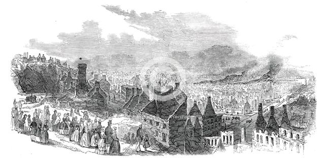 St. Rocks, Quebec, after the late fire - sketched by a correspondent, 1845. Creator: Unknown.