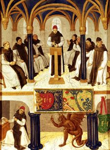 St. Tomas Aquino (1225-1274) ,Italian philosopher and theologianr, Thomas Aquinas taught in a Do…