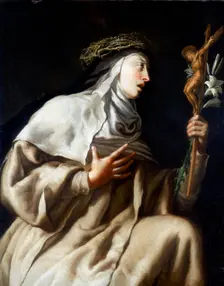 St Teresa of Avila before the Cross c1621-1663. Artist: Guido Cagnacci