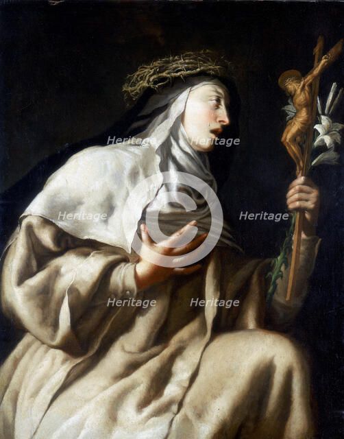 'St Teresa of Avila before the Cross', c1621-1663. Artist: Guido Cagnacci