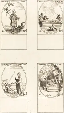 St. Theodorus; St. Agnes of Monte Pulciano; St. Anselme, Archbishop of Canterbury; St. Creator: Jacques Callot