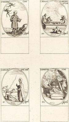 St. Theodorus; St. Agnes of Monte Pulciano; St. Anselme, Archbishop of Canterbury; St. Creator: Jacques Callot