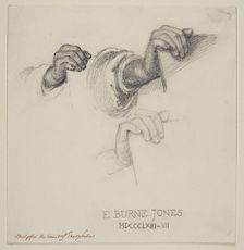 St Theophilus and the Angel - Study for the Hand of Theophilus, 1863-67. Creator: Sir Edward Coley Burne-Jones