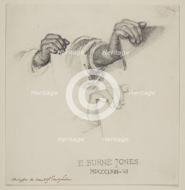 St Theophilus and the Angel - Study for the Hand of Theophilus, 1863-67. Creator: Sir Edward Coley Burne-Jones.