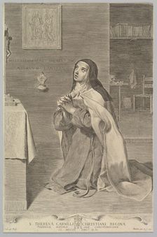 St. Theresa Kneeling in Prayer, 1661. Creator: Claude Mellan