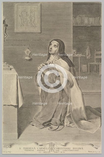 St. Theresa Kneeling in Prayer, 1661. Creator: Claude Mellan.