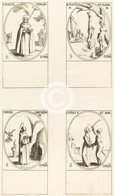 St. Theresa; St. Placidus and Flavia; St. Bruno; St. Faith. Creator: Jacques Callot.
