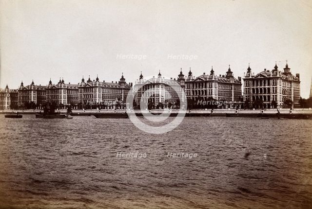 St Thomas's Hospital, Lambeth: exterior seen from across the Thames, c1890s. Creator: Unknown.