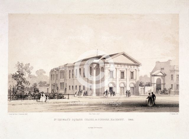 St Thomas Square chapel and schools, Hackney, London, 1841. Artist: F Ireland