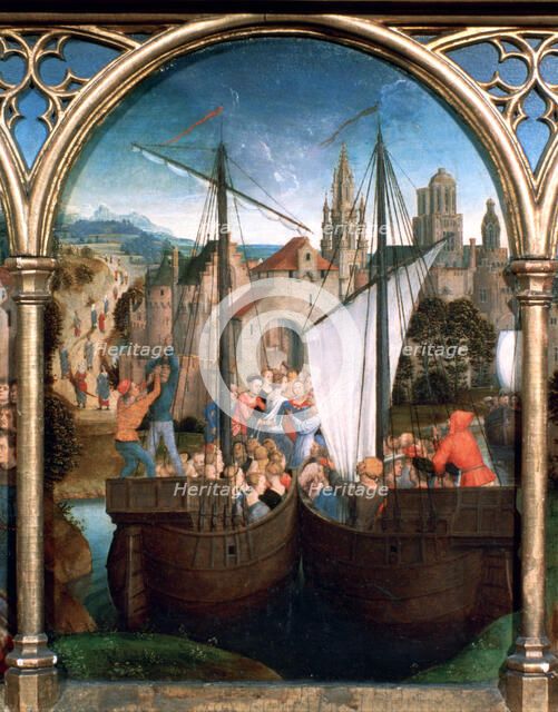 'St Ursula Shrine, Arrival in Basle', 1489. Artist: Hans Memling