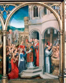St Ursula Shrine, Arrival in Rome 1489. Artist: Hans Memling