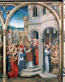 St Ursula Shrine, Arrival in Rome 1489. Artist: Hans Memling