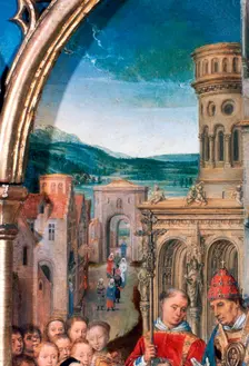 St Ursula Shrine, Arrival in Rome Detail, 1489. Artist: Hans Memling