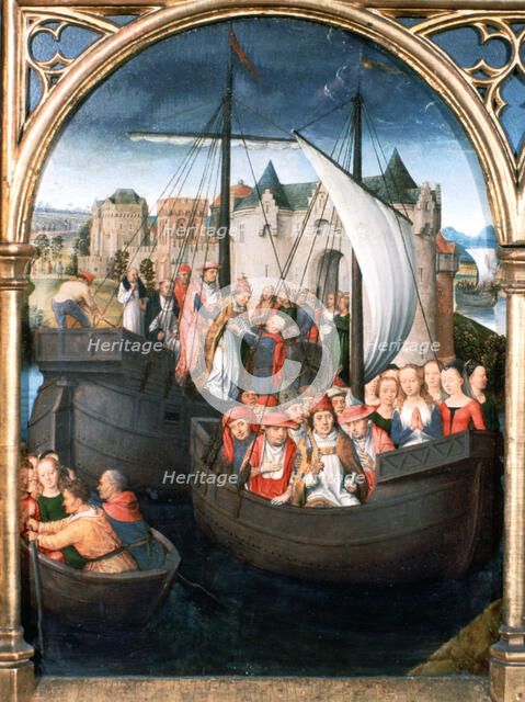 'St Ursula Shrine, Departure from Basle', 1489. Artist: Hans Memling