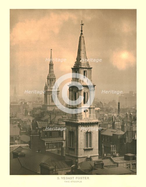 'St Vedast Foster, The Steeple', mid-late 19th century. Creator: Unknown.