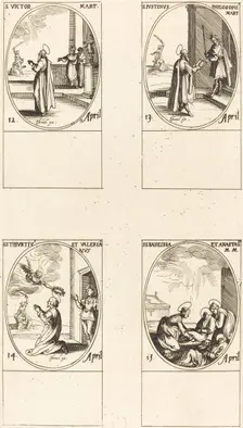 St. Victor; St. Justinus; Sts. Tiburtius and Valerianus; Sts. Basilissa and Anastasia. Creator: Jacques Callot