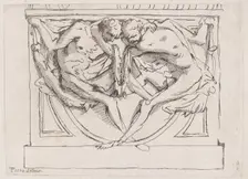 Stucco bas-relief with two male figures, 1700-1800. Creator: Anon
