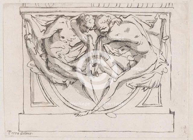 Stucco bas-relief with two male figures, 1700-1800. Creator: Anon.