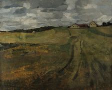 Stubble Field with Ascending Path near Wessling, 1876. Creator: Wilhelm Trübner