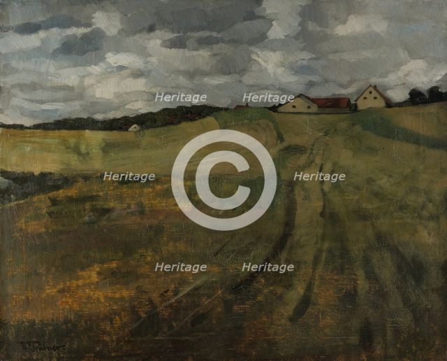 Stubble Field with Ascending Path near Wessling, 1876. Creator: Wilhelm Trübner.