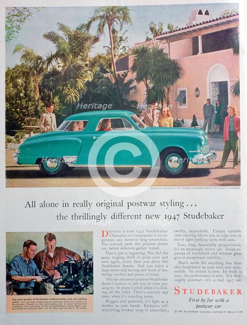 Studebaker car advert, 1947. Artist: Unknown