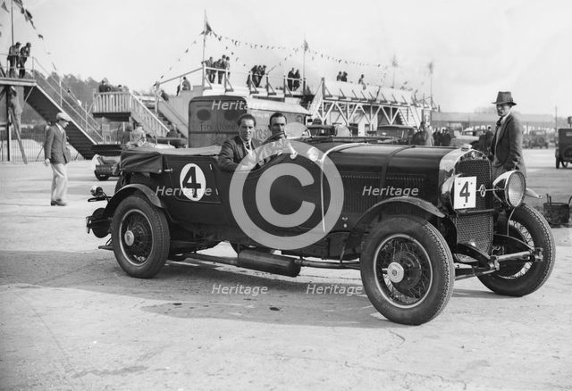 Studebaker of CW Johnstone and AES Walter at the JCC Double Twelve Race, Brooklands, Surrey, 1929. Artist: Bill Brunell.