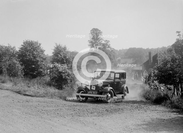 Studebaker of JS Steele competing in the BOC Hill Climb, Chalfont St Peter, Buckinghamshire, 1932. Artist: Bill Brunell.