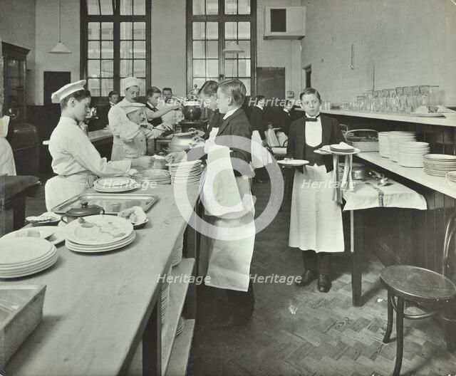 Student waiters, Westminster Technical Institute, London, 1914. Artist: Unknown.