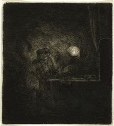 Student at a Table by Candlelight, 1642/65. Creator: Salomon Savery