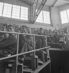Student audience listening to Peace Day address of General Smedley Butler, Berkeley, CA, 1939. Creator: Dorothea Lange