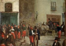 Student music group by Ricardo Balaca, oil, 1864