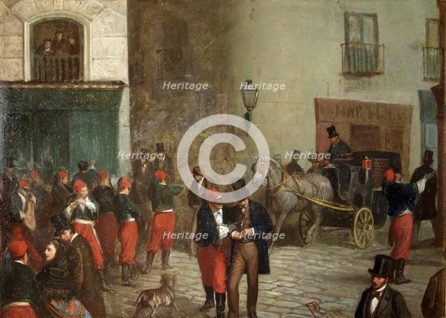 Student music group' by Ricardo Balaca, oil, 1864.