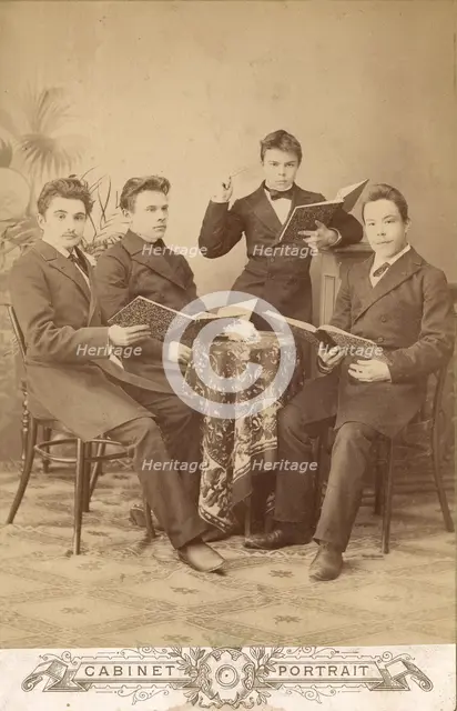 Student Ponomarev Nikolai Aleksandrovich with his friends, late 19th cent - early 20th cent. Creator: DN Mamonov.