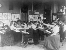 Students drawing in an art class, Western High School, Washington, D.C., (1899?). Creator: Frances Benjamin Johnston
