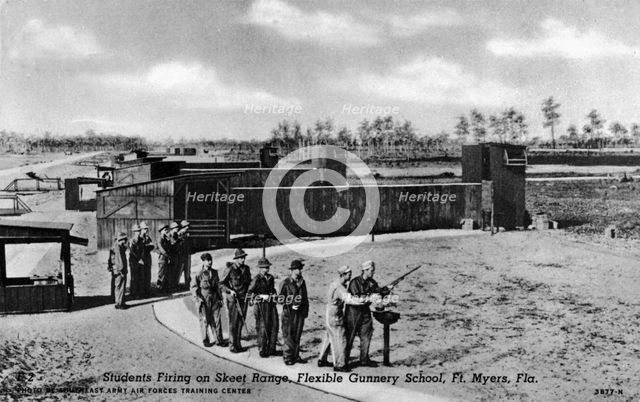Students firing on the skeet range, Flexible Gunnery School, Fort Myers, Florida, USA, 1943. Artist: Southeast Army Air Forces Training Center