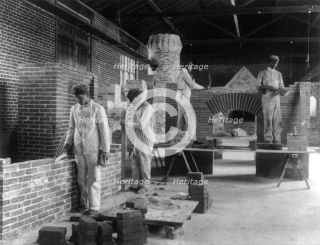 Students in a bricklaying class, Hampton Institute, Hampton, Virginia, 1899. Creator: Frances Benjamin Johnston.