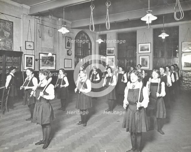 Students in the gymnasium, Ackmar Road Evening Institute for Women, London, 1914. Artist: Unknown.