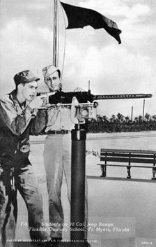 Students on a 30 cal machine gun range, Flexible Gunnery School, Fort Myers, Florida, USA, 1943. Artist: Southeast Army Air Forces Training Center