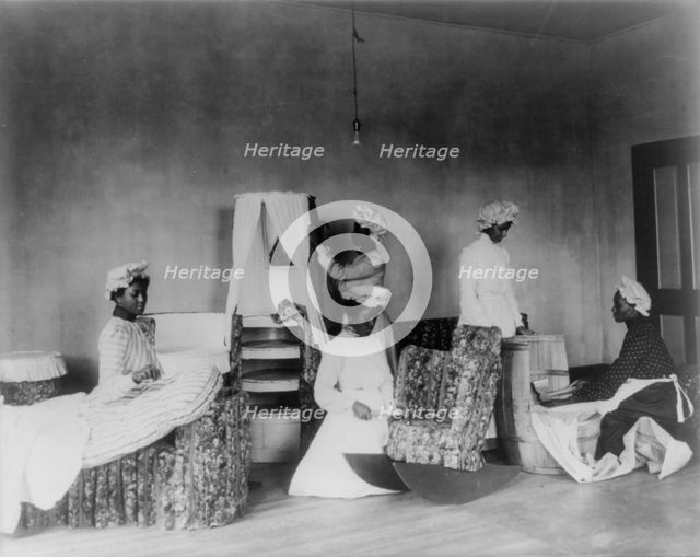 Students making and upholstering barrel furniture, Tuskegee Institute, Tuskegee, Alabama, 1902. Creator: Frances Benjamin Johnston.