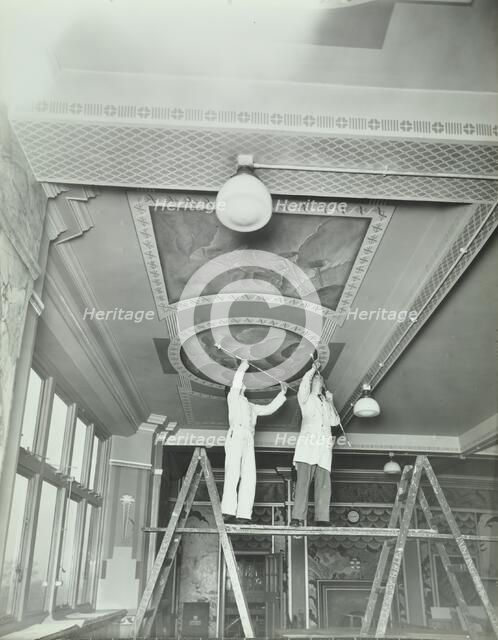 Students painting a design on the ceiling, School of Building, Brixton, London, 1939.  Artist: Unknown.