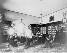Students reading in library at Georgetown Visitation..., Washington, D.C., between 1890 and 1910(?). Creator: Frances Benjamin Johnston