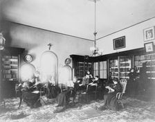 Students reading in library at Georgetown Visitation..., Washington, D.C., between 1890 and 1910(?). Creator: Frances Benjamin Johnston
